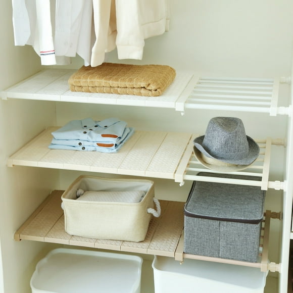 White Expandable Storage Shelf: No-Drill Adjustable Layer Rack for Closets, Kitchen Cabinets, Bathroom, Shoe Racks & Dorm Rooms – Portable, Durable Plastic Organizer with Creative Space-Saving Design