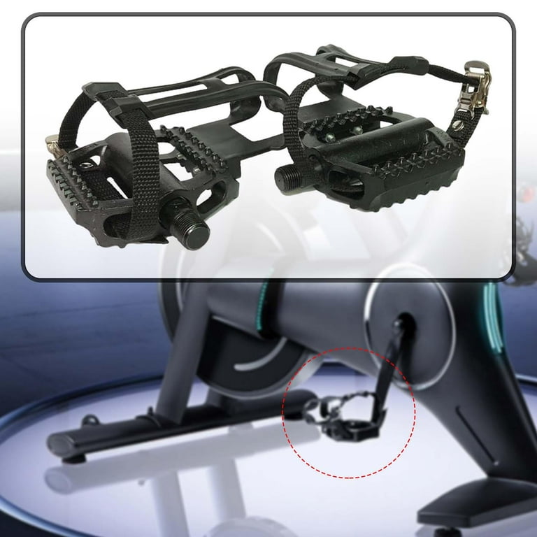 1 Pair Heavy Duty Exercise Bike Pedals W Adjustable Straps
