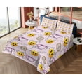 thumbnail image 4 of Ambesonne Emoji Fitted & Top Sheet Set with Shams, Shocked Funny Faces Clock Art, Rose Mustard Pale Grey, 4 of 5
