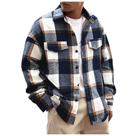 UYYX Long Sleeve Shirts For Men Plaid Shirts For Men Mens Flannel Shirts Long Sleeve Lightweight Plaid Shirt Casual Button Down Shirts Jacket S