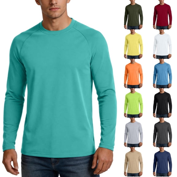 LNZGNM Men's Rash Guard Long Sleeve Shirt UPF 50 Sun Protection Quick Dry Moisture Wicking Lightweight for Swimming Surfing Outdoor ,Black(L)