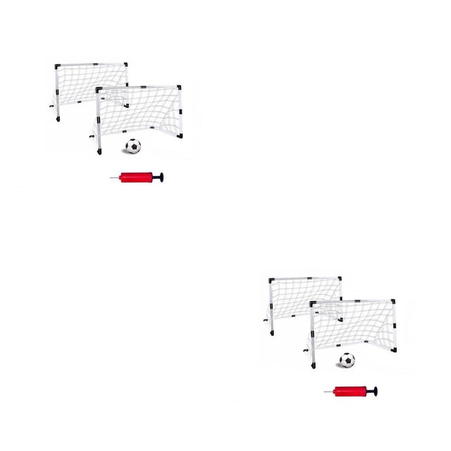 Eigraketly Mini red de poste de portería de fútbol con juego de bomba, juguetes deportivos, portería de fútbol + pelota de hielo Portería de fútbol doble 2piezas