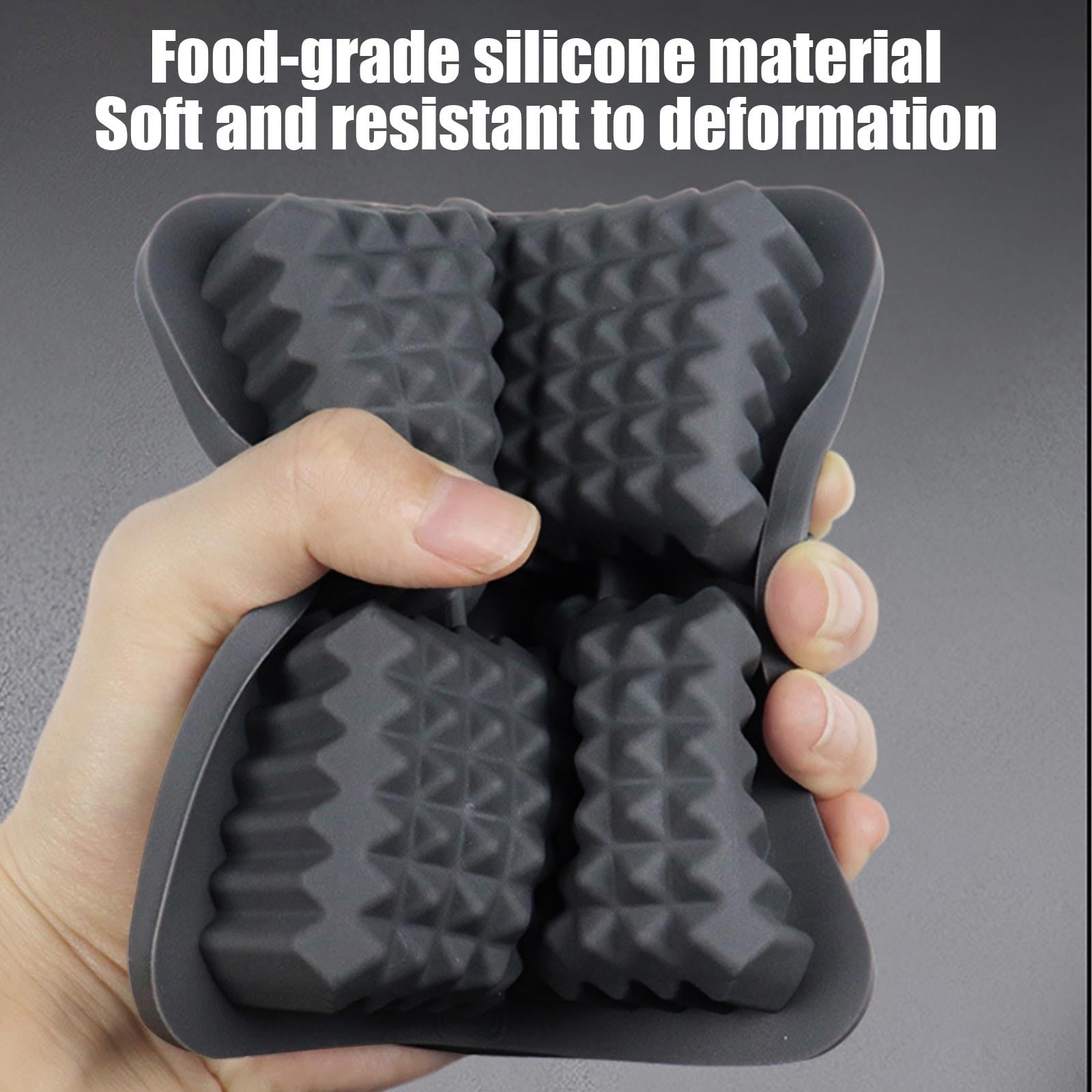 3D Square Ice Cube Tray, Large Square Silicone Fun Shapes Whiskey Ice Mold for Cocktails, Bourbon,Brandy, Whiskey Gifts.(2.2*5.3*5.3 in).Black
