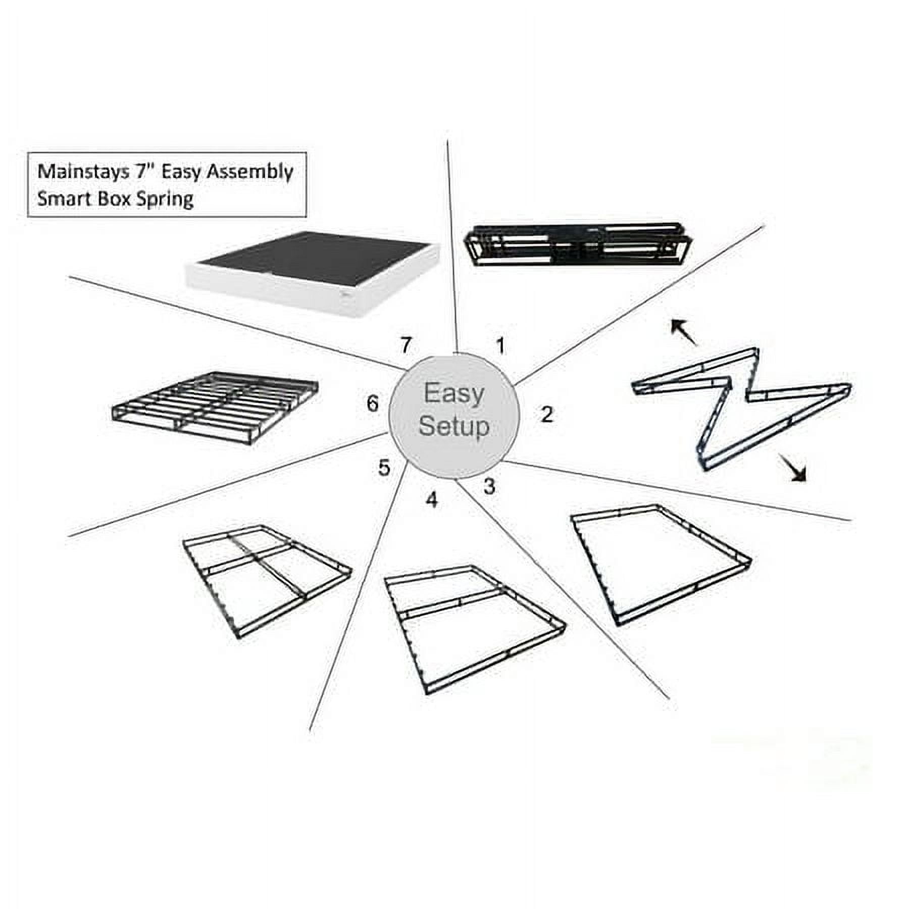 Mainstays 7" Queen High Profile Easy Assembly Smart Metal Box Spring, (Mattress & Bed Frame Not Included)