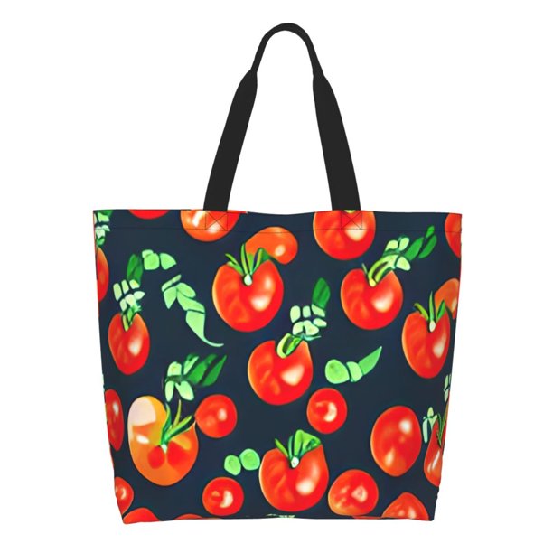 Fotbe Tomatoes Bolsa Tote Estética de Lona con Estampado para Mujer - Bolsa Reutilizable de Hombro Casual para Vacaciones, Compras, Trabajo y Gimnasio