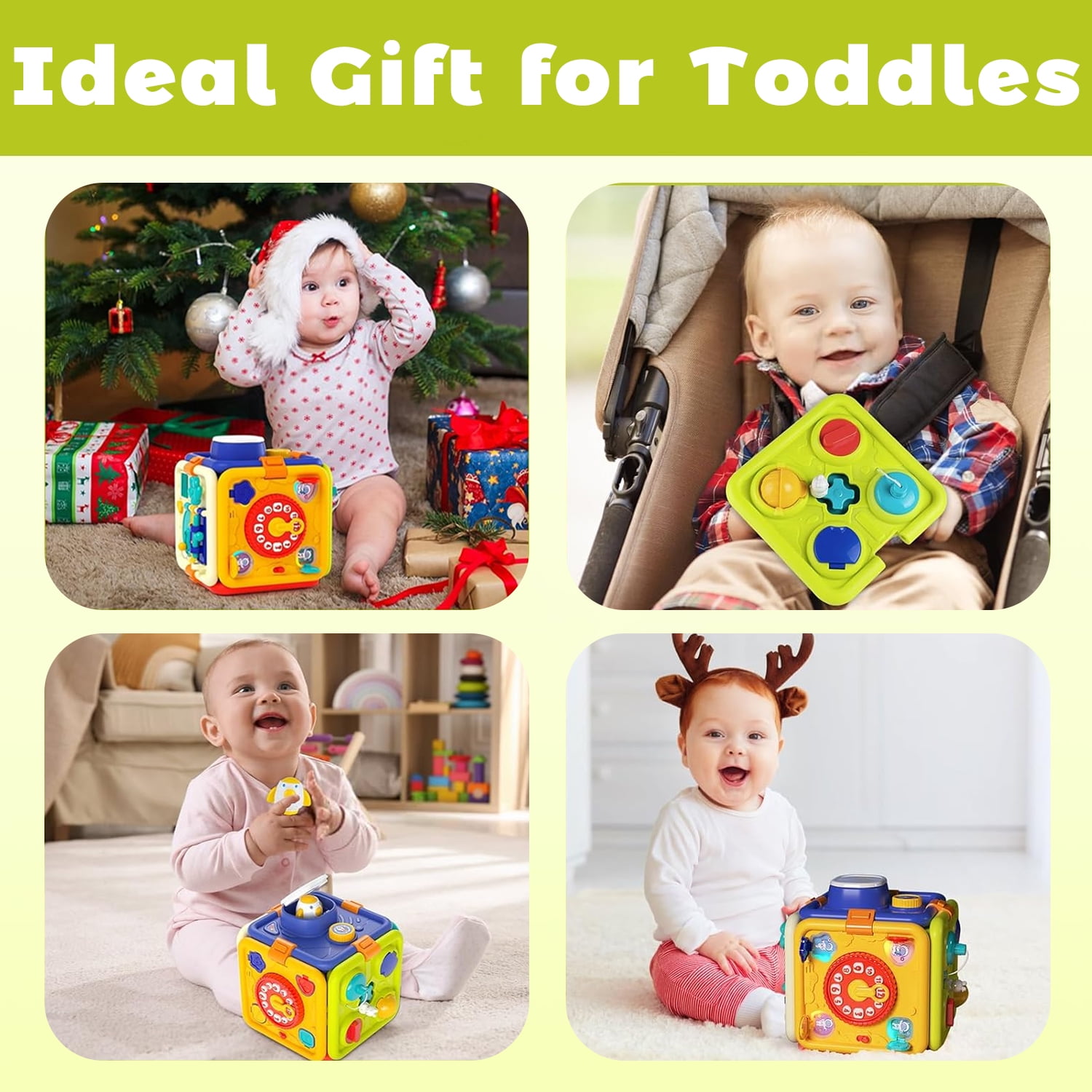 Liegorji 6 in 1 Busy Board, Montessori Toys for  Toddler, Educational Early Development Activity Cube Toys for  Boys&Girls, Ideal Gifts for 1-8 Ages