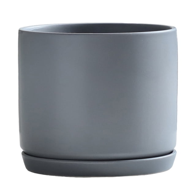 Matsuzay Macetas mate de tubo - Simple y elegante Cualquier decoración del hogar Tubo mate es simple Jardín y Patio TX gris M