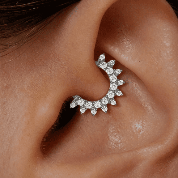 DESIGNICE Cartilage Daith Earrings for Women Small 14K Gold Plated Hoop Hypoallergenic Piercing Huggie Surgical Steel Diamond Implant Cubic Zirconia Prom Gift Jewelry