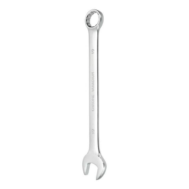 Combination Wrench 19mm Metric 12-Point Box and Open End CR-V Steel Spanner