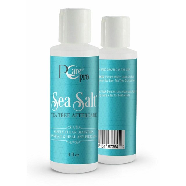 PcarePro Piercing Aftercare Sea Salt Tea Tree Solution 4oz,Clean,Disinfect,heal