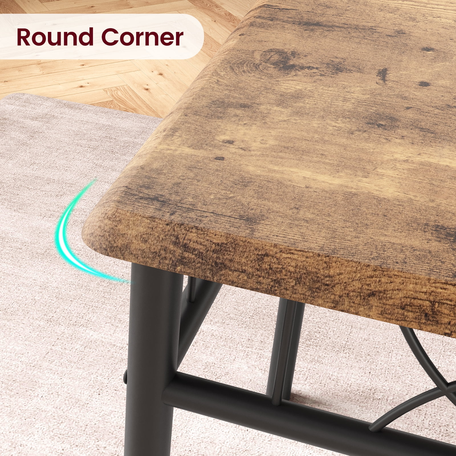 Garvee 5-Piece Dining Room Table Set Kitchen Table for 4, Wooden Kitchen Table and Chair Set for Kitchen Dining Room