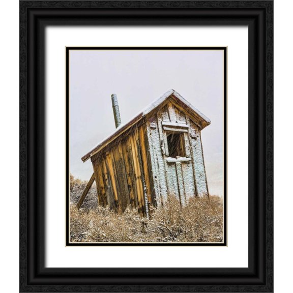 Paulson, Don 26x32 Black Ornate Wood Framed with Double Matting Museum Art Print Titled - USA, California, Bodie Solitary outhouse
