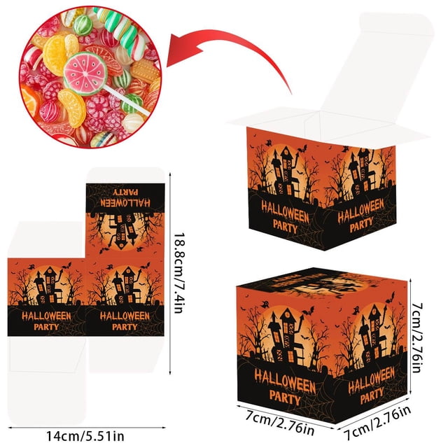 RKSTN Candy Paper Boxes Halloween Decoration Props Candy Snack Packaging Three-dimensional Paper Box Scene Decoration Party Supplies
