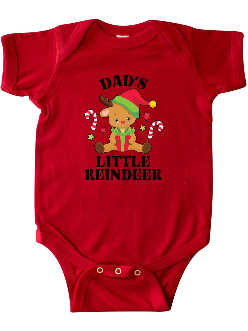 inktastic Christmas Fathers Little Reindeer with Candy Long Sleeve Creeper