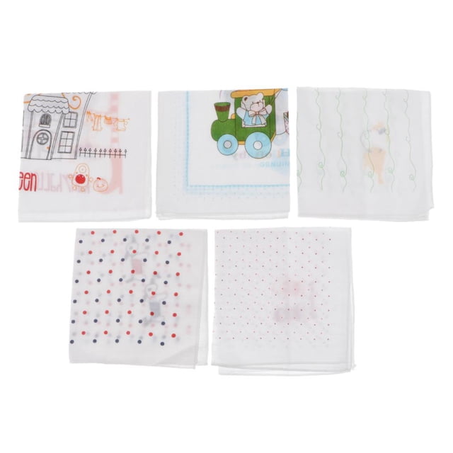 Pañuelos de dibujos animados para de 5 piezas, pañuelos cuadrados para bebés y niñas Macarena Pañuelos de algodón para niñas