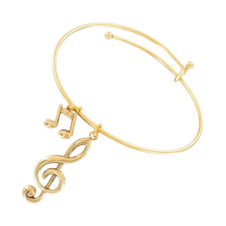 - Gold Tone Music Notes G Clef Treble Charm Bangle Bracelet
