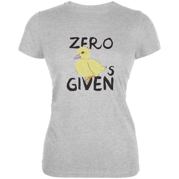 Zero Ducks Given Heather Grey Juniors Soft T-Shirt - Medium