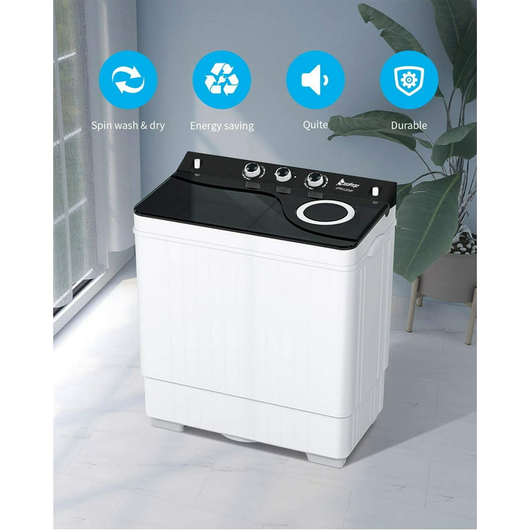 Portable washers 26lbs Compact Washing Machine and Spinner Twin Tub Washer  and Dryers for Home Apartment Dorms,Black