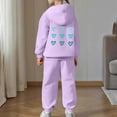 thumbnail image 4 of BUWTTED Girls Activewear Jogger Sets - 2 Piece Heart Print Graphic Pullover Hoodie Sweatshirt Sweatpants Sweatsuit Outfits Purple 6-7 Y, 4 of 7