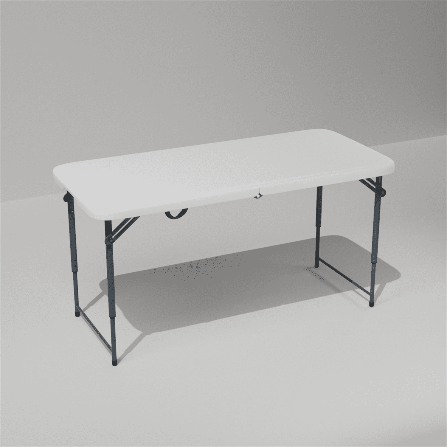 Hommoo 4ft Plastic Folding Table, Indoor Outdoor Heavy Duty Portable w/Handle, Lock for Picnic, Party, Camping, White