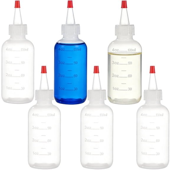 6 Pcs 4.05 fl oz Clear Squeeze Bottles with Pointed Spout, Plastic Writing Dispenser Containers, 5.63 x 1.85 in for Condiments, Sauces, Arts & Crafts