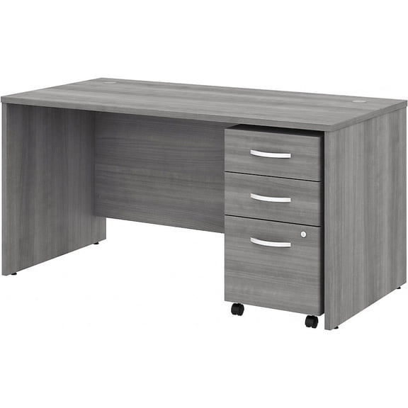 Studio C 60W x 30D Office Desk with Mobile File Cabinet in Gray -Engineered Wood