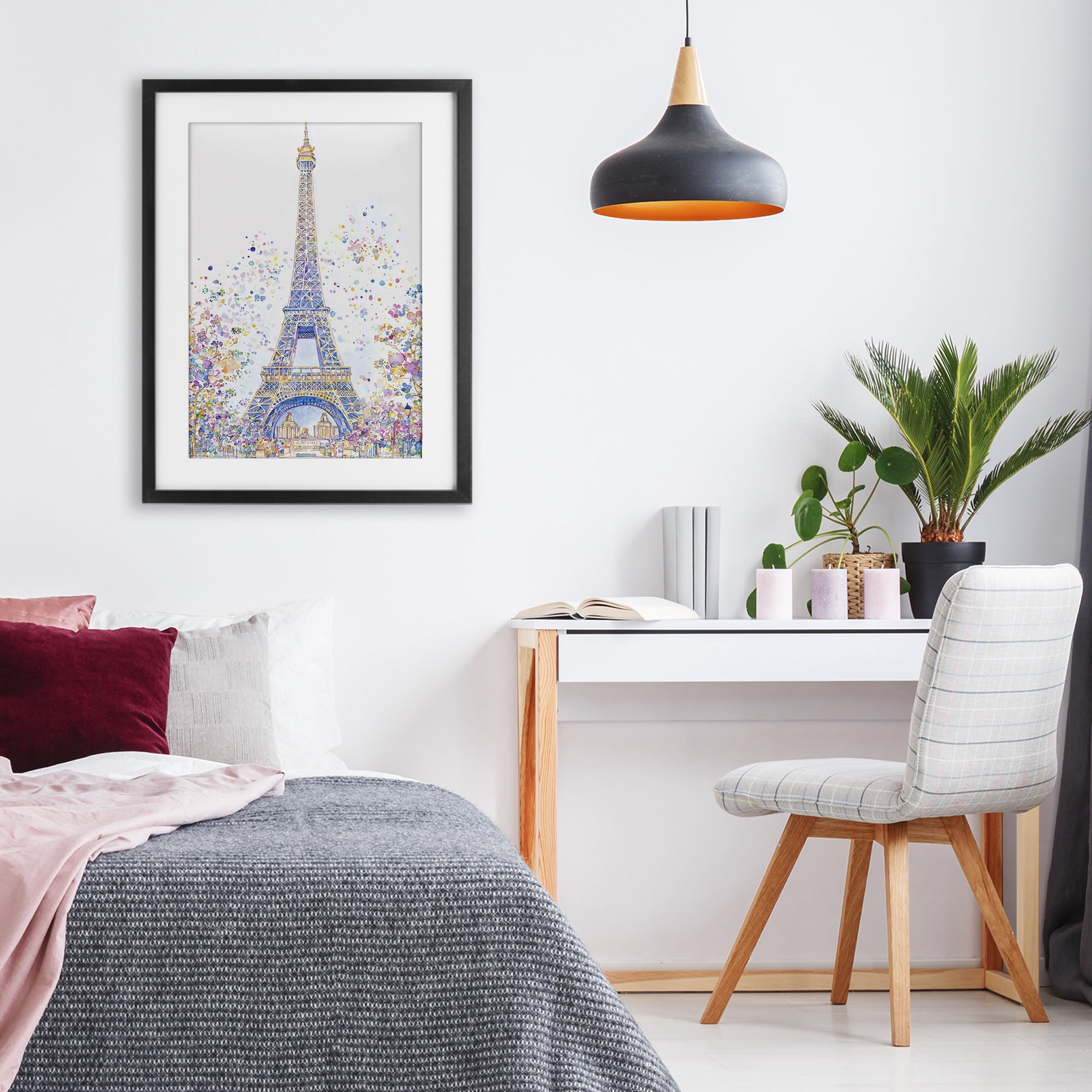Stupell Industries Colorful Eiffel Tower Black Framed Print Under Glass, design by Creative Studio