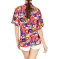 thumbnail image 2 of HAPPY BAY Women's Button Down Blouses Casual Summer Beach Party Blouse Shirt Blouses Short Sleeve Vacation Button up Tee Hawaiian Shirts Tank Top Women XL Colorful Leafs, Multicolor, 2 of 4