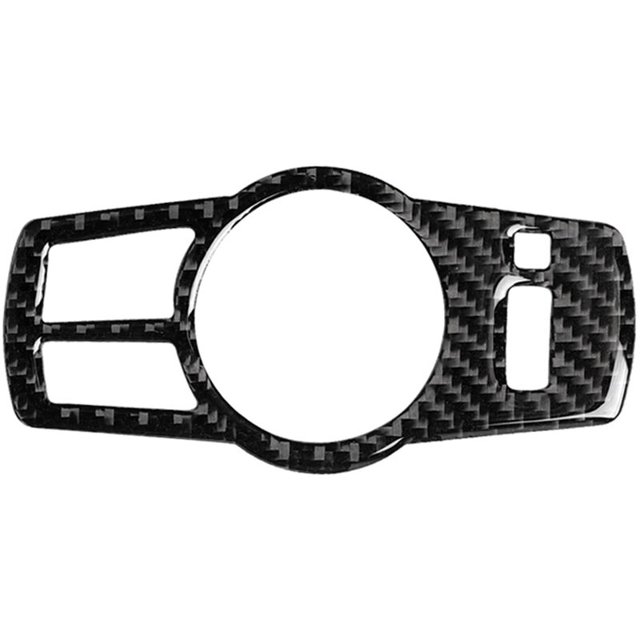 Accesorios de modificación de coche, cubierta de botón de fibra de carbono para marco de interruptor de faro (color sólido)