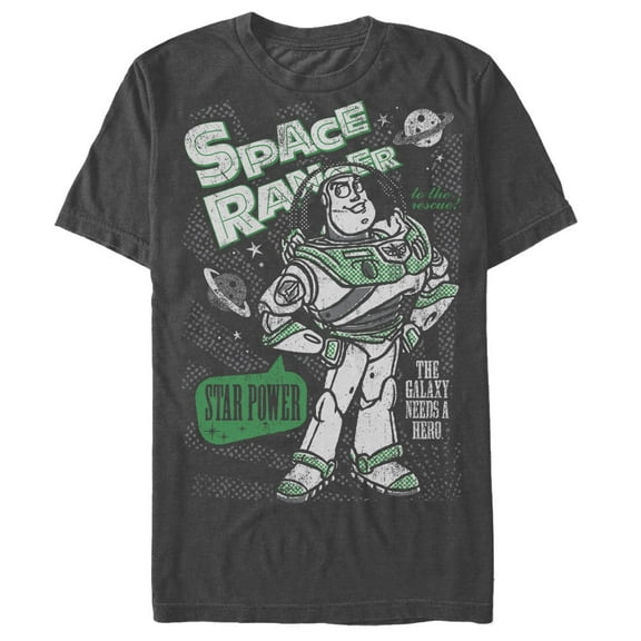 Men's Toy Story Buzz Lightyear the Galaxy Needs a Hero  Graphic Tee Charcoal Heather Medium
