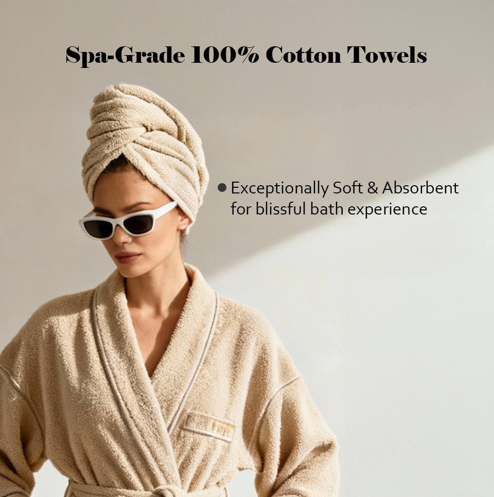 Superior Miami 100% Cotton Lightweight 6-Piece Towel Set, Beige