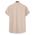 thumbnail image 4 of XIAOCHA Mens Linen Blend Henley Neck Shirt Short Sleeve Stand Collar Pullover Top Breathable Casual Vacation Shirts, 4 of 4