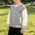 thumbnail image 5 of Coerni Boys & Girls Varsity Jackets Contrast Long Sleeve Embroidery Bomber Jackets Button Down Cardigan Baseball Coats, 5 of 7