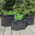 thumbnail image 3 of WHW Whole House Worlds French Country Style Oval Planters, Set of 3, Glossy Black, Galvanized Metal, Chubby Ripple Belly, Corrugated Cache Pots, Rustic, Over 2 ft., 24.5, 20 and 14.5 Inches, 3 of 7