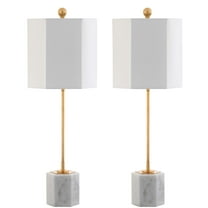 Safavieh Magdalene Marble 29 in. H Lamp, White/Gold Leaf, Set of 2