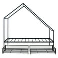 thumbnail image 3 of Twin Size Metal Canopy Bed Frame Platform Bed with Two Drawers Modern Metal Canopy Bed Slat Support Leg for Dorm, Bedroom, Guest Room, 3 of 9