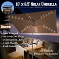 thumbnail image 6 of Sunrise 10'x6.5' Outdoor 26 LED Lights Patio Umbrella Rectangle Sunshade Umbrella (Brown), 6 of 8