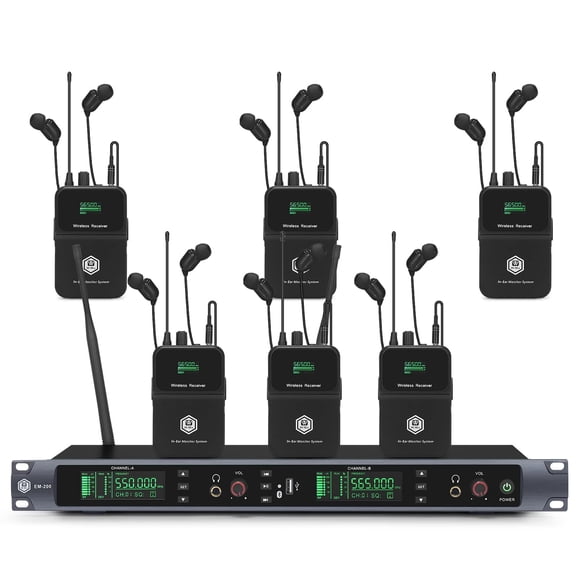 Sistema de monitorización intraural inalámbrico W IN-MIX EM200 2 canales 6 Bodypacks