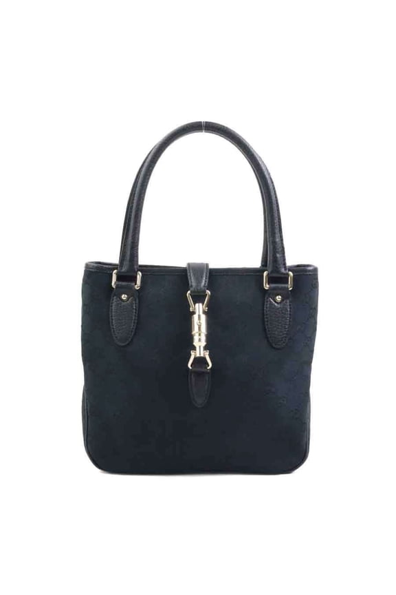Pre-Owned Gucci New Jackie GG Canvas Leather Handbag in Black and Gold for Women, 145817 e60678k