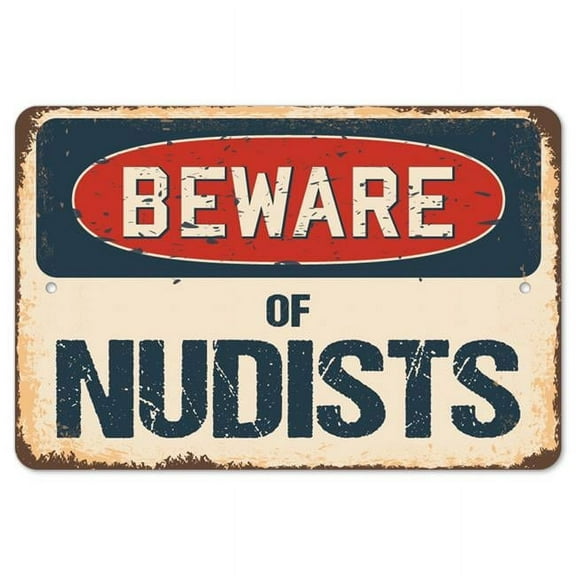 SignMission Z-812-BW-Nudists 8 x 12 in. Beware of Nudists Rustic Sign