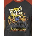 thumbnail image 3 of Aggretsuko Retsuko Womens' Raging on Skulls Pajama Sleep Shirt Raglan Nightgown, 3 of 6