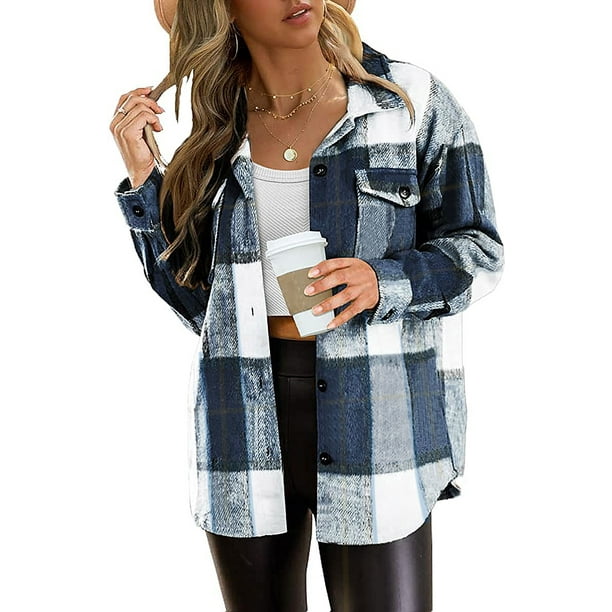Flannel Shirts for Women Plaid Jackets Long Sleeve Shackets Womens ...