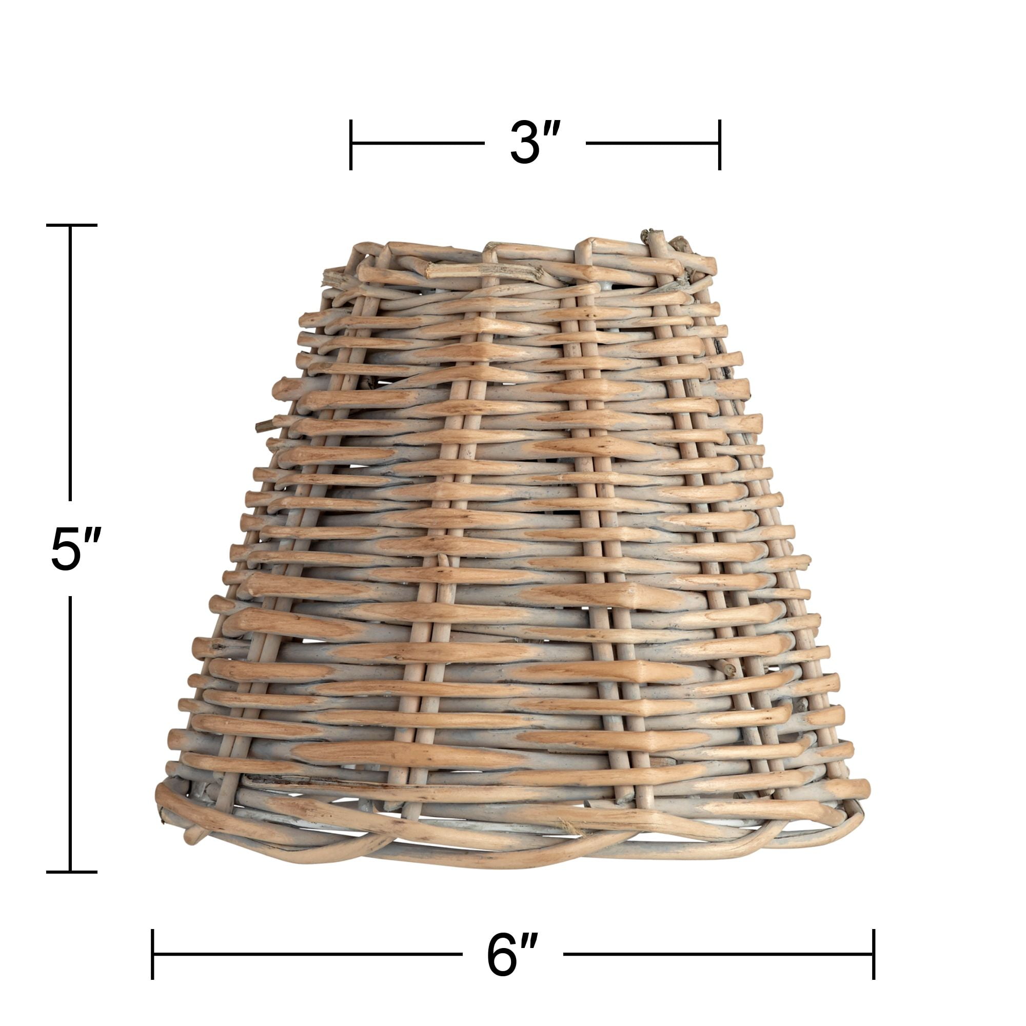 Springcrest Collection Set of 4 Lamp Shades Natural Wicker Weave Small 3" Top x 6" Bottom x 5" High Candelabra Clip-On Fitting