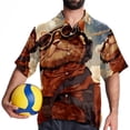thumbnail image 4 of Retro Cat Men's Casual Poplin Button Down Short Sleeve Hawaiian Beach Shirt, 4 of 6