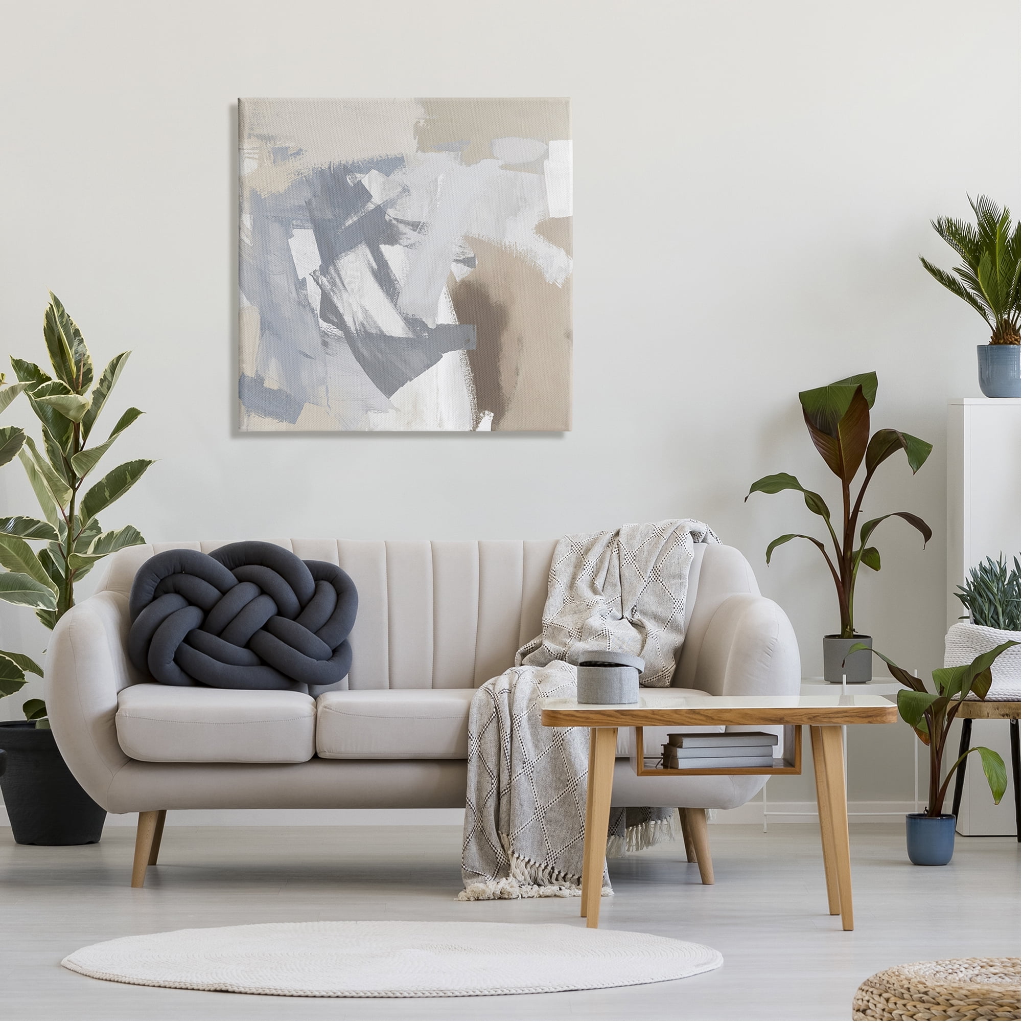 Stupell Industries Chaotic Gray & Beige Abstract Painting Gallery Wrapped Canvas Art Print Wall Art, 30 x 30