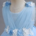 thumbnail image 4 of IBTOM CASTLE Toddler Flower Girls Tulle Dress Sleeveless Princess Tutu Dress Birthday Party Wedding Pageant Gown 4-5 Years Light Blue, 4 of 8