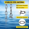 thumbnail image 4 of VEVOR Anchor Chain, 6' x 5/16" Stainless Steel Chain, 3/8" Anchor Chain Shackle, 7120lbs Anchor Lead Chain Breaking Load, 9460lbs Anchor Chain Shackle Breaking Load, Anchor Chain for Small Boats, 4 of 9