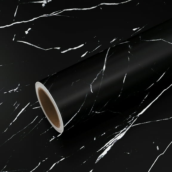 VEELIKE Matte Black Marble Wallpaper Peel and Stick Countertops for Kitchen 15.7''x118'' Marble Countertop Contact Paper Waterproof Self Adhesive Vinyl Countertop Stick Paper for Bathroom Furniture