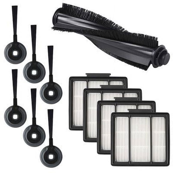 11pcs Side Brush (6)/ Main Brusch (1) / Hepa Filter(4) for Shark ION Robot RV700_N RV720_N RV750_N RV850 RV851WV RV850BRN/WV Vacuum Replacement Parts Fit # RVSBK950,