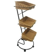 Wald Imports 6409 Three Tier Storage Stand with Washable Wicker Baskets, Brown